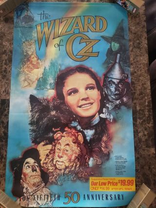 Vintage 1989 Wizard Of Oz 50th Anniversary Promotional Rare Poster 32 " X 19.  5 "