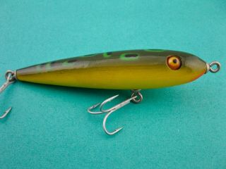 Limited Wood Heddon Zaragossa Jr - Glass Eyes - Bullfrog Color - Unfished