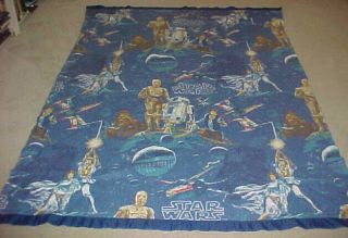 Vintage 1977 Stars Wars Fleece Blanket Rare Pattern Luke Skywalker Hans Solo