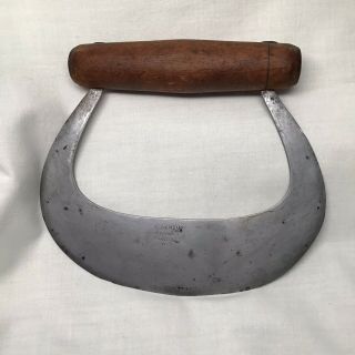 Antique Primitive Food Chopper B Denton Patent Auburn N.  Y.  Metal Wood Handle