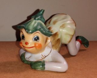 Rare Vtg Xmas Tree Hat Elf Porcelain Figurine Shelf Sitter Lefton Japan Kid Boy
