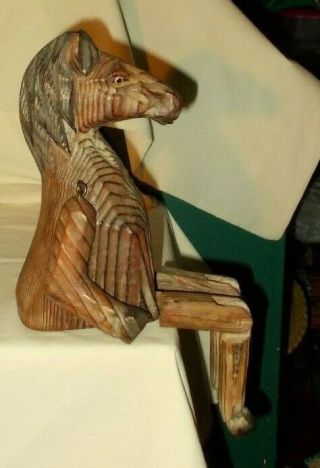 Antique/vintage Horse Solid Wood Carved Primitive Toy Shelf Sitter Folk Art