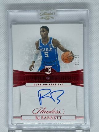 Rj Barrett Rookie On - Card Auto 2019 Flawless Collegiate Ruby Parallel /20 Rare
