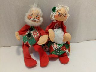 Vintage Annalee Mobilitee Santa And Mrs.  Claus,  1963,  Shelf Sitters,  8 "