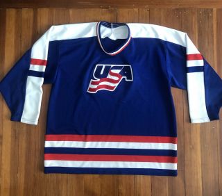 Vintage 90s Ccm Team Usa White Red Blue Made In Usa Hockey Jersey Xl