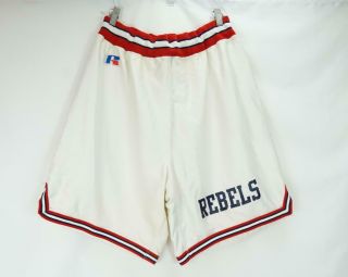 Vtg Russell Athletic Rebels Athletic Shorts Made In Usa White/red Men 